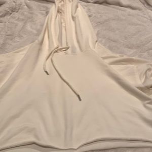 Cream long sleeve crop top hoodie